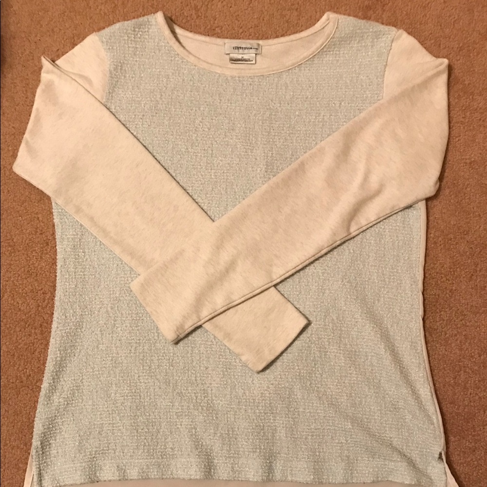 Beautiful ice blue silver blouse with sheer back